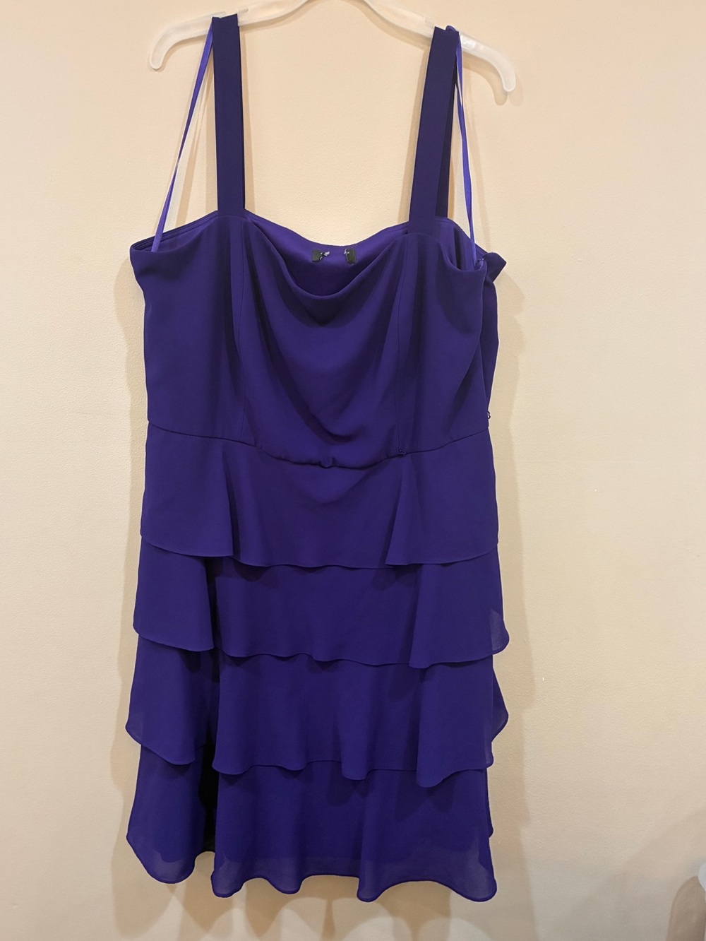 Women's Purple Tiered Chiffon Dress - Sleeveless
